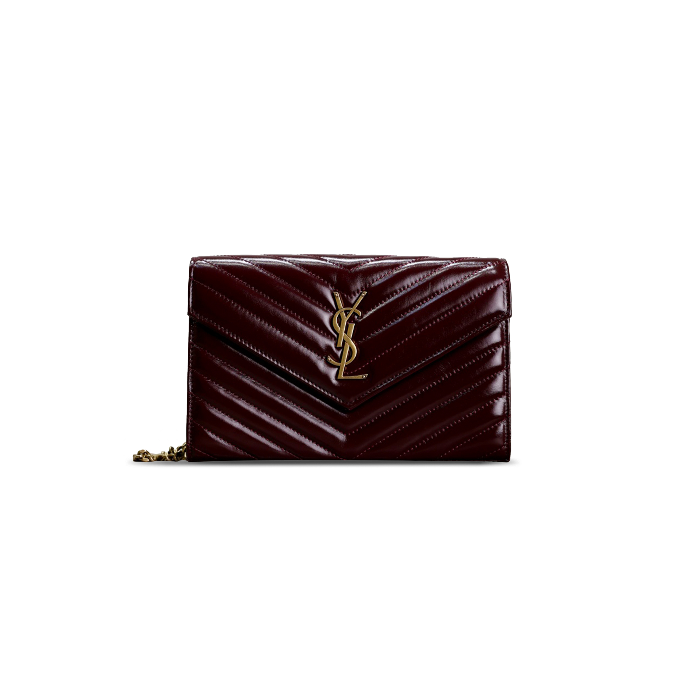 Y*S*L CASSANDRE MATELASSÉ CHAIN WALLET IN OIL WAX LEATHER 377828 (22.5*14*4cm)